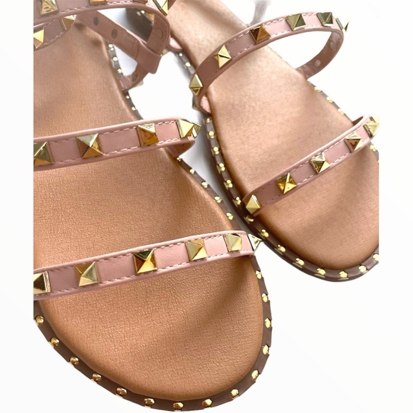 Nude Gladiator Studded Sandals - Picture 3 of 7